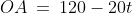 OA \:=\:120-20t